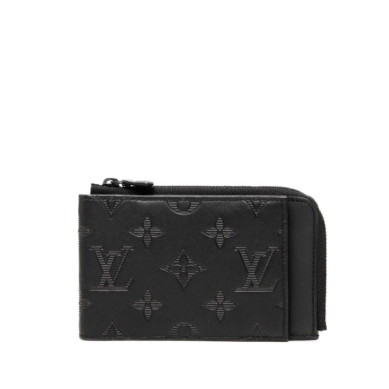 ルイ ヴィトン モノグラム シャドウ ハイブリッド ウォレット 二つ折り財布 コンパクトウォレット M81526 ノワール ブラック レザー メンズ LOUIS VUITTON 【中古】