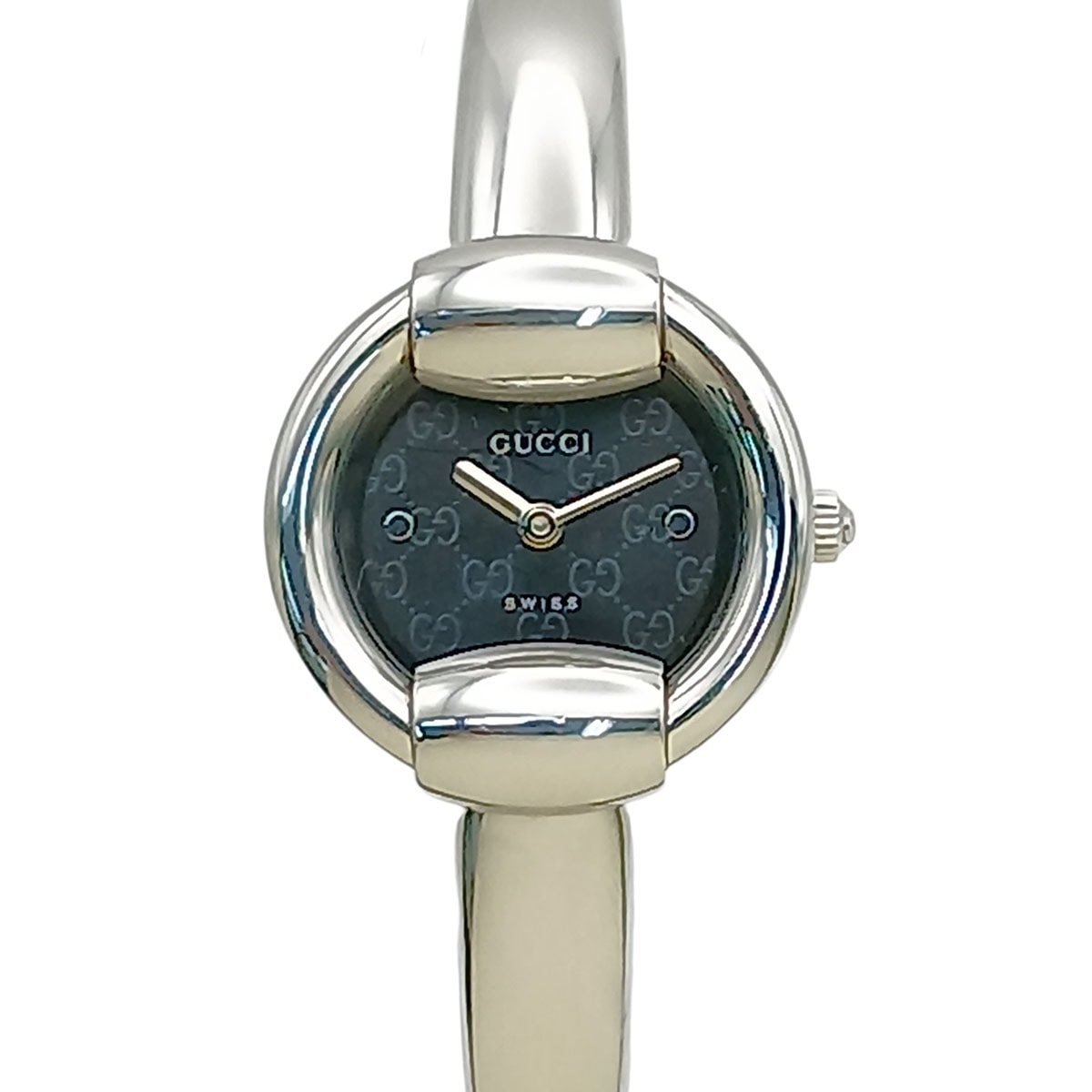 GUCCI グッチ バングル クォーツ GG 腕時計 1400L ステンレススチール シルバー ブラック  レディース【中古】