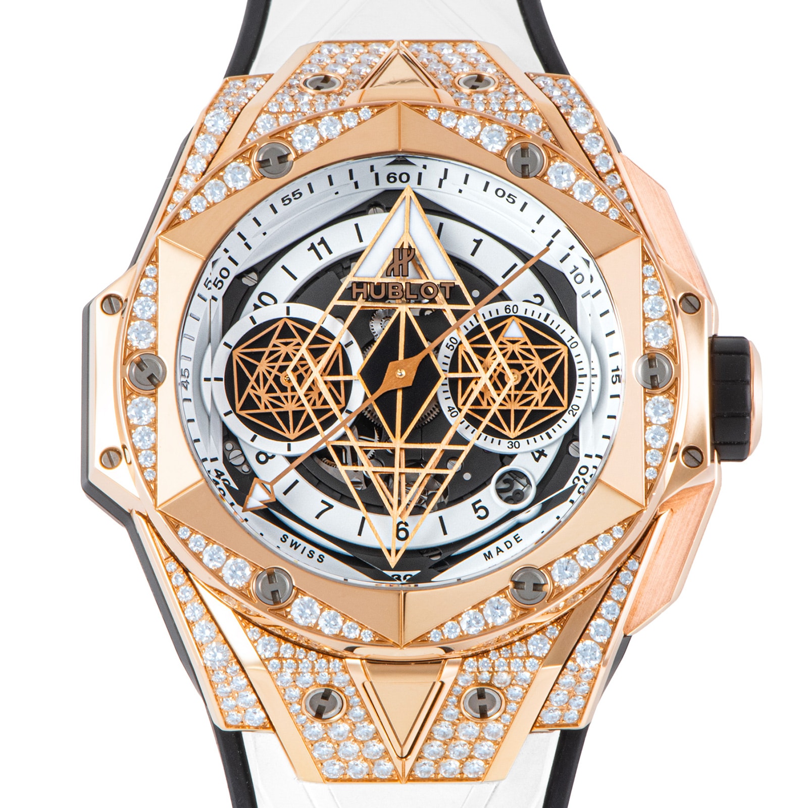 HUBLOT ウブロ ビックバン ウニコ サンブルー2 キングゴールド ホワイト パヴェ 418.OX.2001.RX.1604.MXM20【中古】