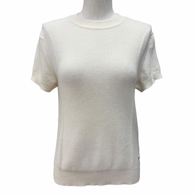 美品 エルメス 半袖ニット アイボリー レディース 38 4E2600D1