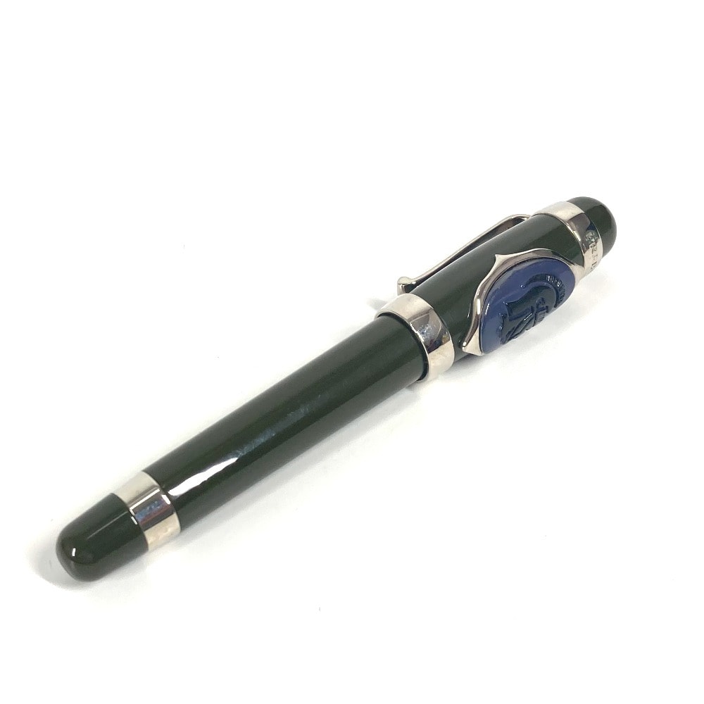 プラダ PRADA ロゴ ステーショナリー ボールペン メタル カーキ 美品
