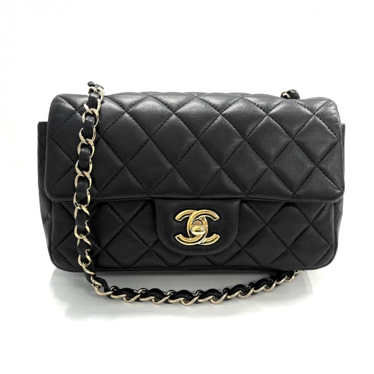 シャネル ラムスキン マトラッセ 20 チェーンショルダーバッグ ブラック ゴールド金具 CHANEL 正規品【鑑定済み】