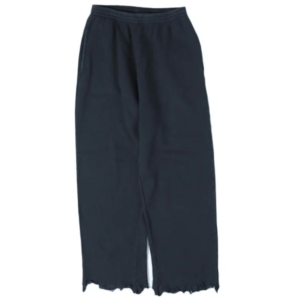 BALENCIAGA バレンシアガ 24SS ポルトガル製 Nail Polish Cropped Pants ダメージ加工 ワイドスウェットパンツ XL24 783401 TSVD4 1041 S NAVY イージー ボトムス g28069