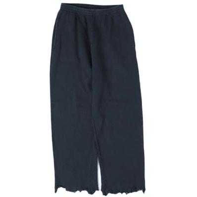 BALENCIAGA バレンシアガ 24SS ポルトガル製 Nail Polish Cropped Pants ダメージ加工 ワイドスウェットパンツ XL24 783401 TSVD4 1041 S NAVY イージー ボトムス g28069