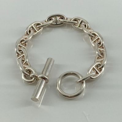 HERMES(エルメス) シェーヌダンクル MM 15コマ ブレスレット Ag925 54.1g シルバー