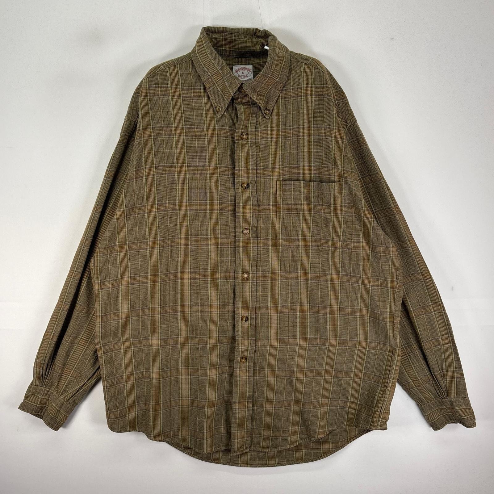 古着 ブルックスブラザーズ Brooks Brothers 長袖シャツ ボタンダウン 胸ポケット フランネル M  グリーン系 チェック メンズ