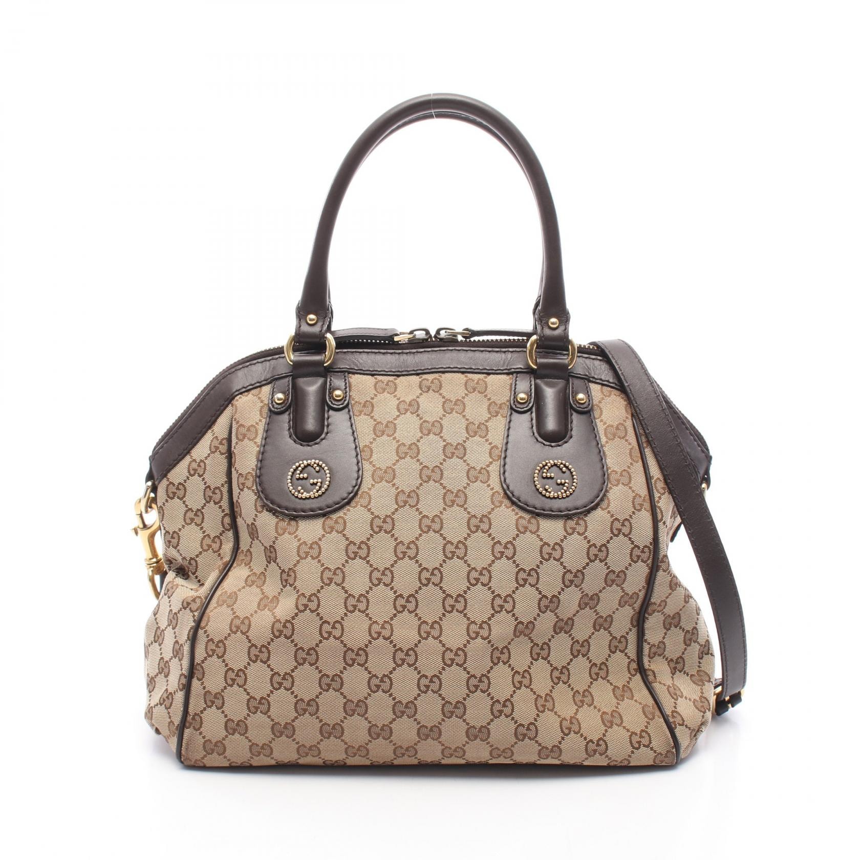 グッチ GUCCI スカーレット GGキャンバス 2WAY ハンドバッグ バッグ キャンバス レザー レディース ベージュ系 / ブラウン系 282299 【中古】