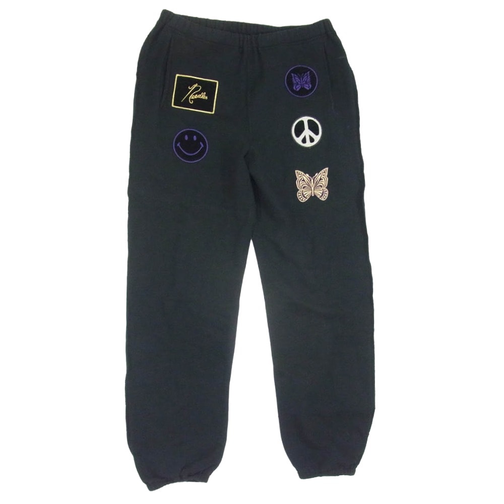 Needles ニードルス パンツ LQ379 STUDIOS別注 5ICONS PATCH SWEAT PANT 5アイコン ワッペン スウェット パンツ ブラック系 M【中古】