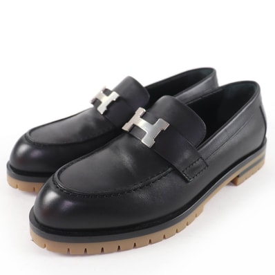 極美品 エルメス ローファー フォーブル ブラック レディース 36