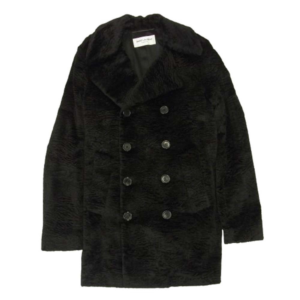 SAINT LAURENT サンローラン コート 16AW 437605 Y592N アストラカン フェイクファー ダブルブレスト コート ブラック系 M【中古】