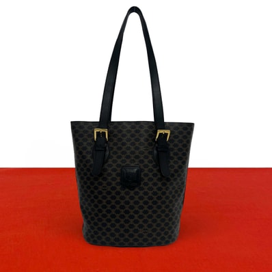 CELINE セリーヌ マカダム ブラゾン ロゴ 柄 レザー PVC トートバッグ ブラック
00282