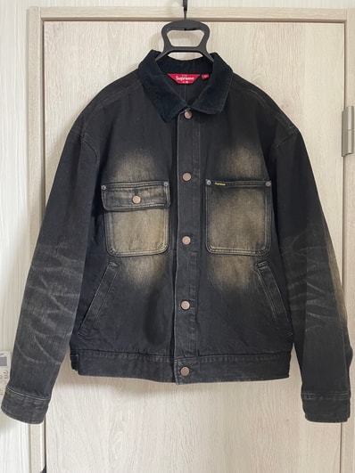 Supreme Distressed Selvedge Trucker Jacket (25FW) "Washed Black"