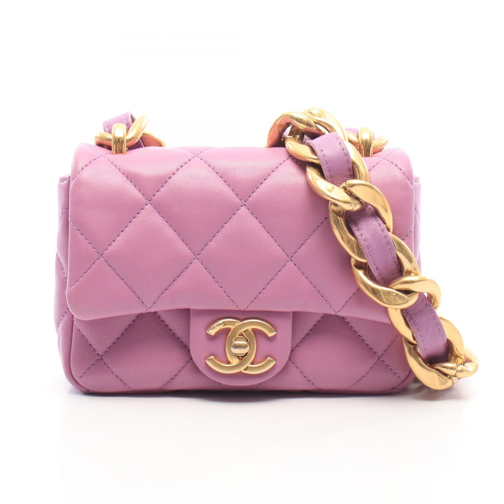 シャネル CHANEL マトラッセ フラップバッグ ショルダーバッグ バッグ ラムスキン(羊革) レディース パープル系 【中古】
