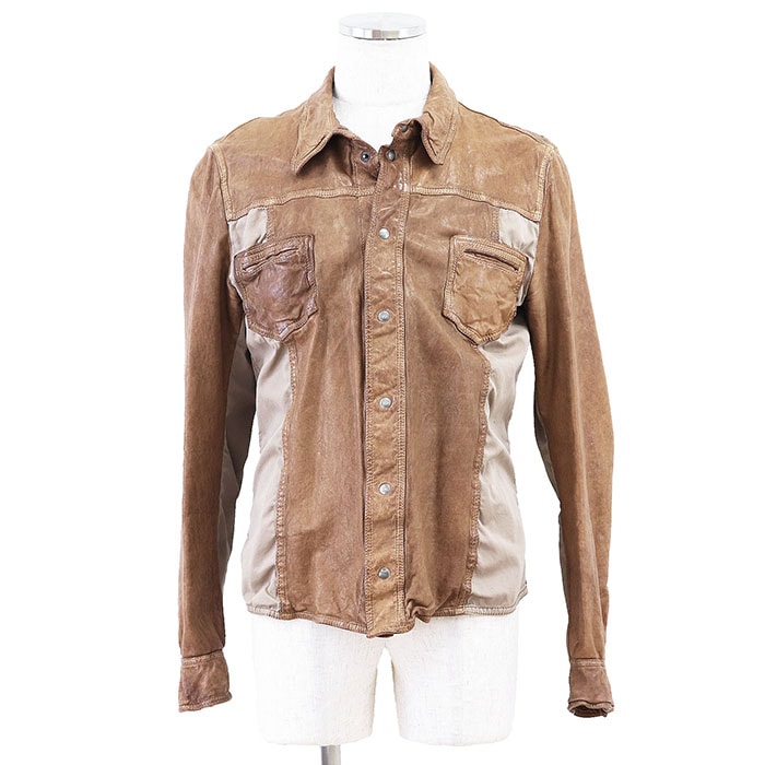 ドルチェアンドガッバーナ ラムレザー シャツ ジャケット ベジタブルタンニン ジャケット メンズ ライトブラウン 48 DOLCE&GABBANA