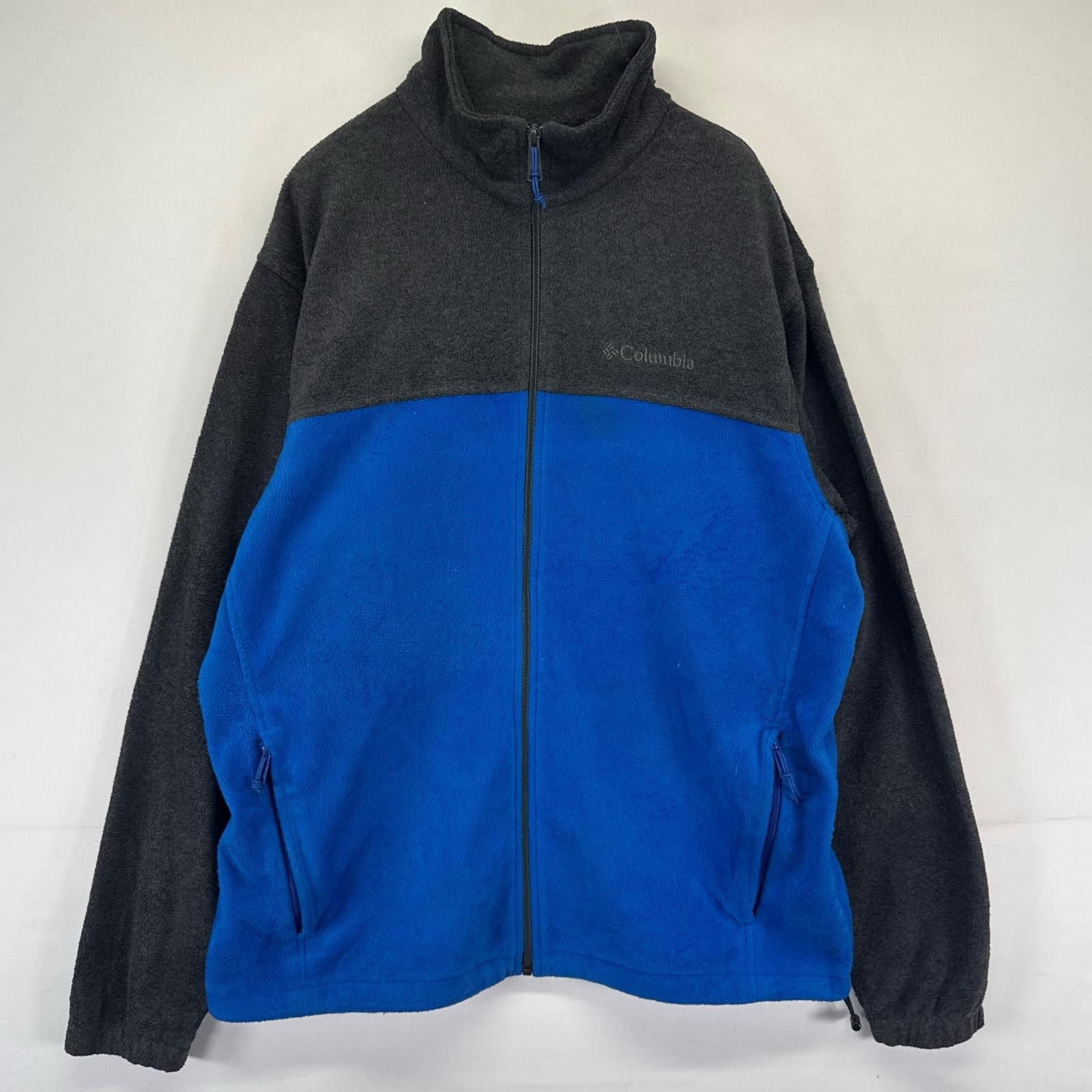 古着 コロンビア Columbia フリース ジャケット フルジップ ワンポイントロゴ ドローコード L  グレー系 メンズ