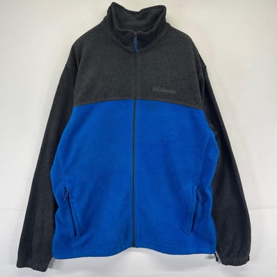 古着 コロンビア Columbia フリース ジャケット フルジップ ワンポイントロゴ ドローコード L グレー系 メンズ