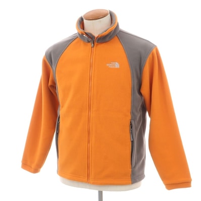 【中古】ザノースフェイス THE NORTH FACE ポリエステル スタンドカラー フリースジャケット オレンジxグレー【サイズL/G】【ボーイズ】
