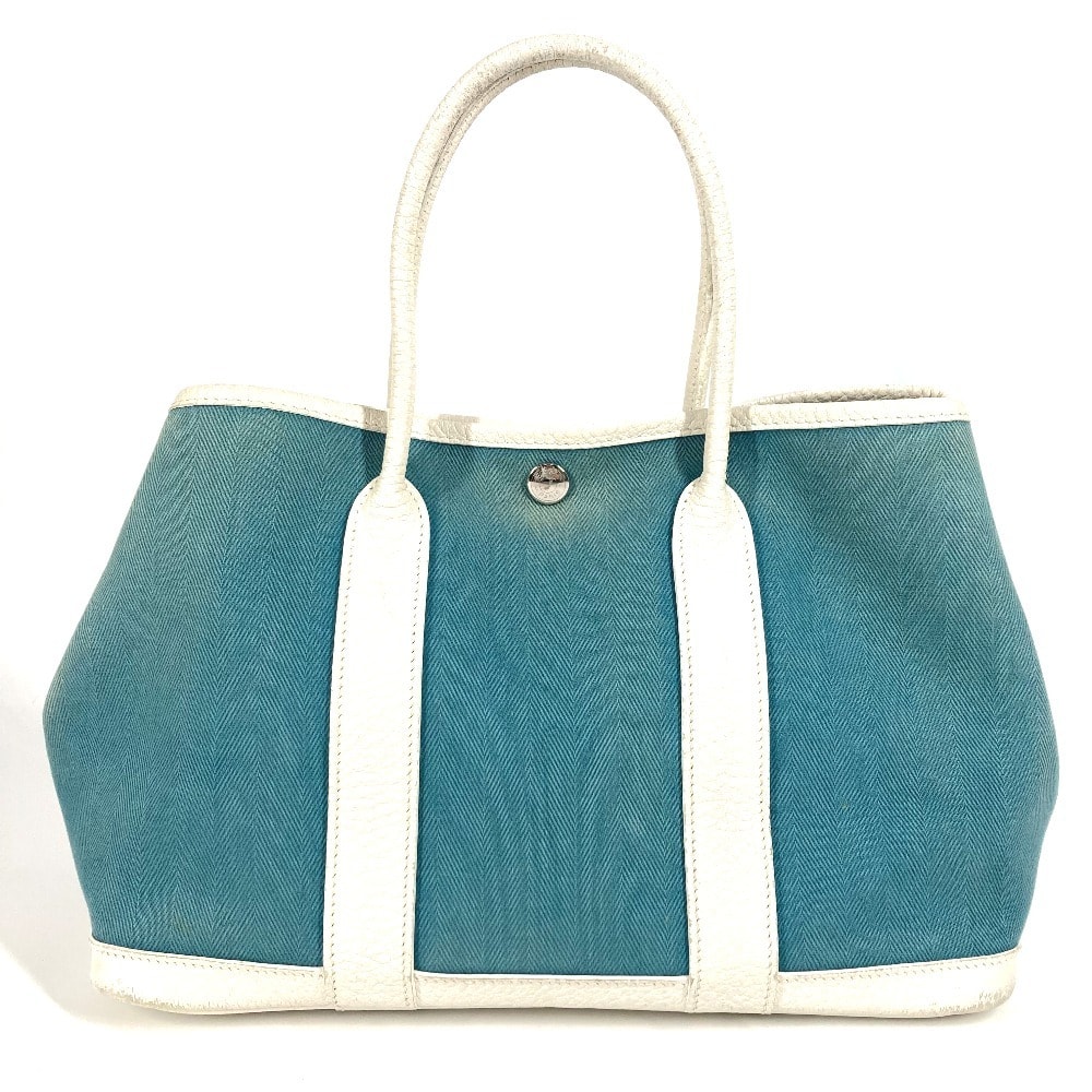 エルメス HERMES ガーデンパーティー TPM ガーデンパーティTPM カバン ハンドバッグ トートバッグ トワルオフィシェ/レザー T刻 ブルー