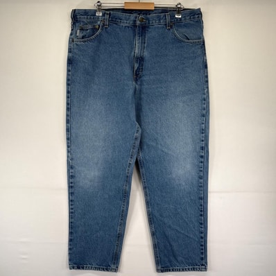 古着 カーハート Carhartt デニム パンツ テーパード ワンポイントロゴ 大きいサイズ w42 L32 ブルー系 メンズ
