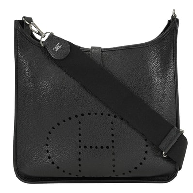 【渋谷並木橋店】HERMES エルメス ショルダーバッグ エヴリン(エブリン) 33 GM 黒 (ブラック) トリヨンクレマンス シルバー金具 □R刻印 SAランク【中古】