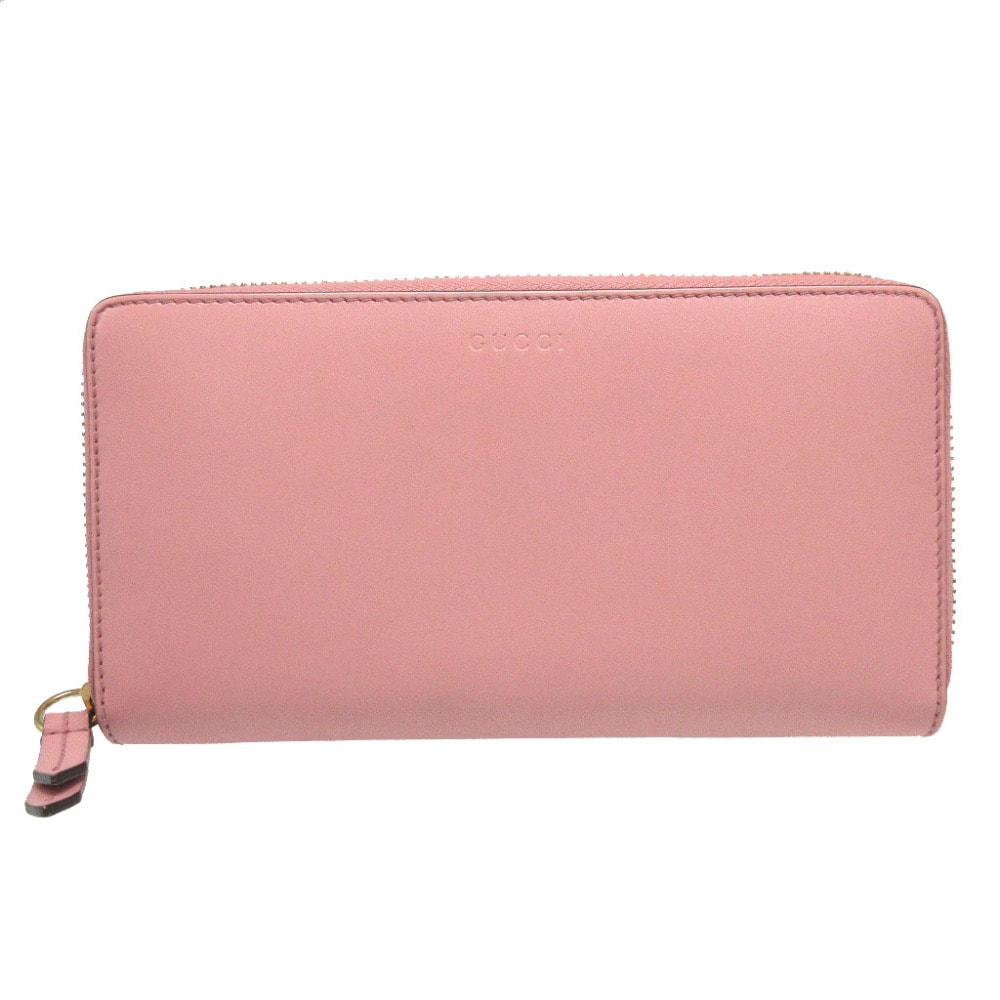 グッチ   410102 ラウンドファスナー レザー  ピンク