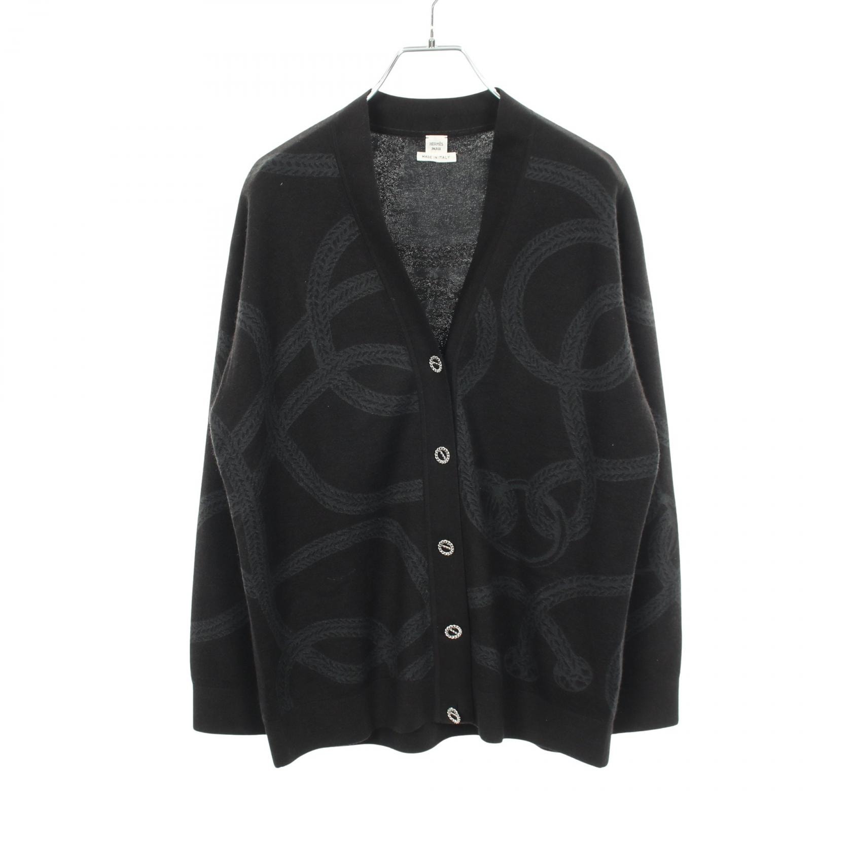 エルメス HERMES Palefroi Remix カーディガン 衣料品 トップス カシミヤ シルク ナイロン シルク レディース ブラック系 / グレー系 5H2739DQ 【中古】