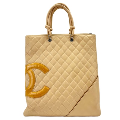 シャネル CHANEL カーフスキン カンボンライン トートバッグ【中古】
