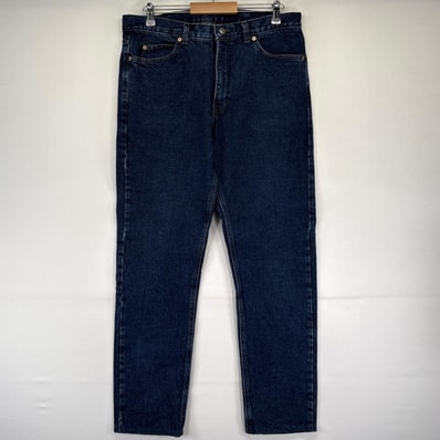 古着 90's/90年代 カルバンクライン Calvin Klein USA製 デニム パンツ ストレート 5ポケット ワンポイント w38 L34 ネイビー系 メンズ