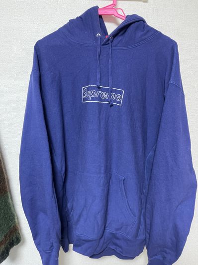 Supreme KAWS Chalk Logo Hooded Sweatshirt "Washed Navy"(2021)