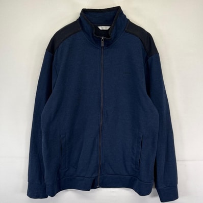 古着 カルバンクライン Calvin Klein スウェット フルジップ ワンポイントロゴ ジャージ トラックジャケット L ネイビー系 メンズ