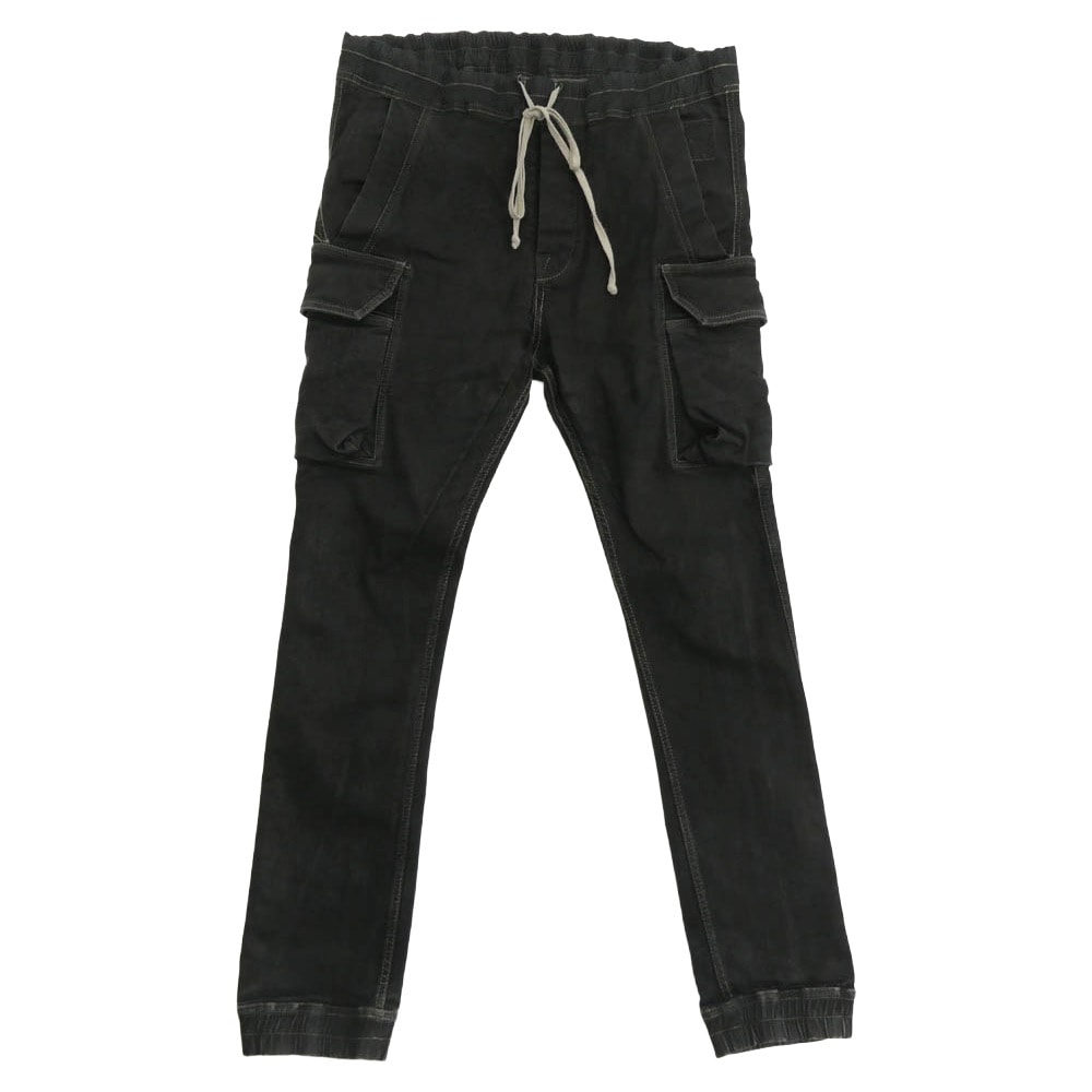Rick Owens リックオウエンス パンツ 21AW DU02A3386-SBF DRKSHDW ダークシャドウ MASTODON CUT PANTS マストドン カット ブラックデニム カーゴパンツ ブラック系 L【中古】