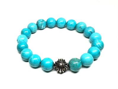 クロムハーツ ビーズ ブレスレット 10mm ターコイズ 925 シルバー