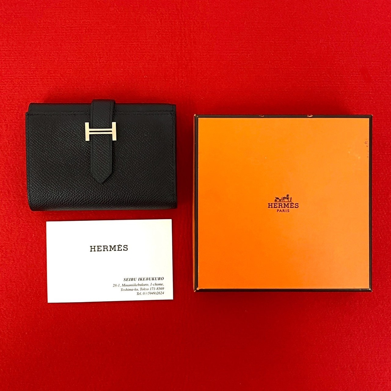 HERMES エルメス ベアン コンビネ ヴォーエプソン 三つ折り財布 ブラック
 97610