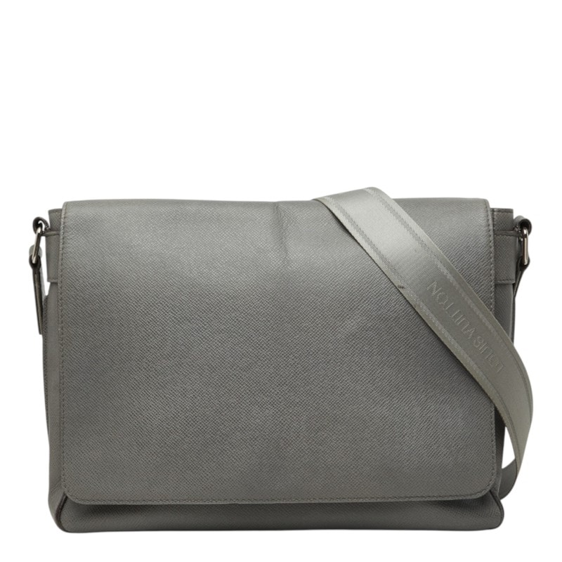 ルイ ヴィトン タイガ ロマンMM 斜め掛け ショルダーバッグ M32623 グラシエ グレー レザー メンズ LOUIS VUITTON 中古