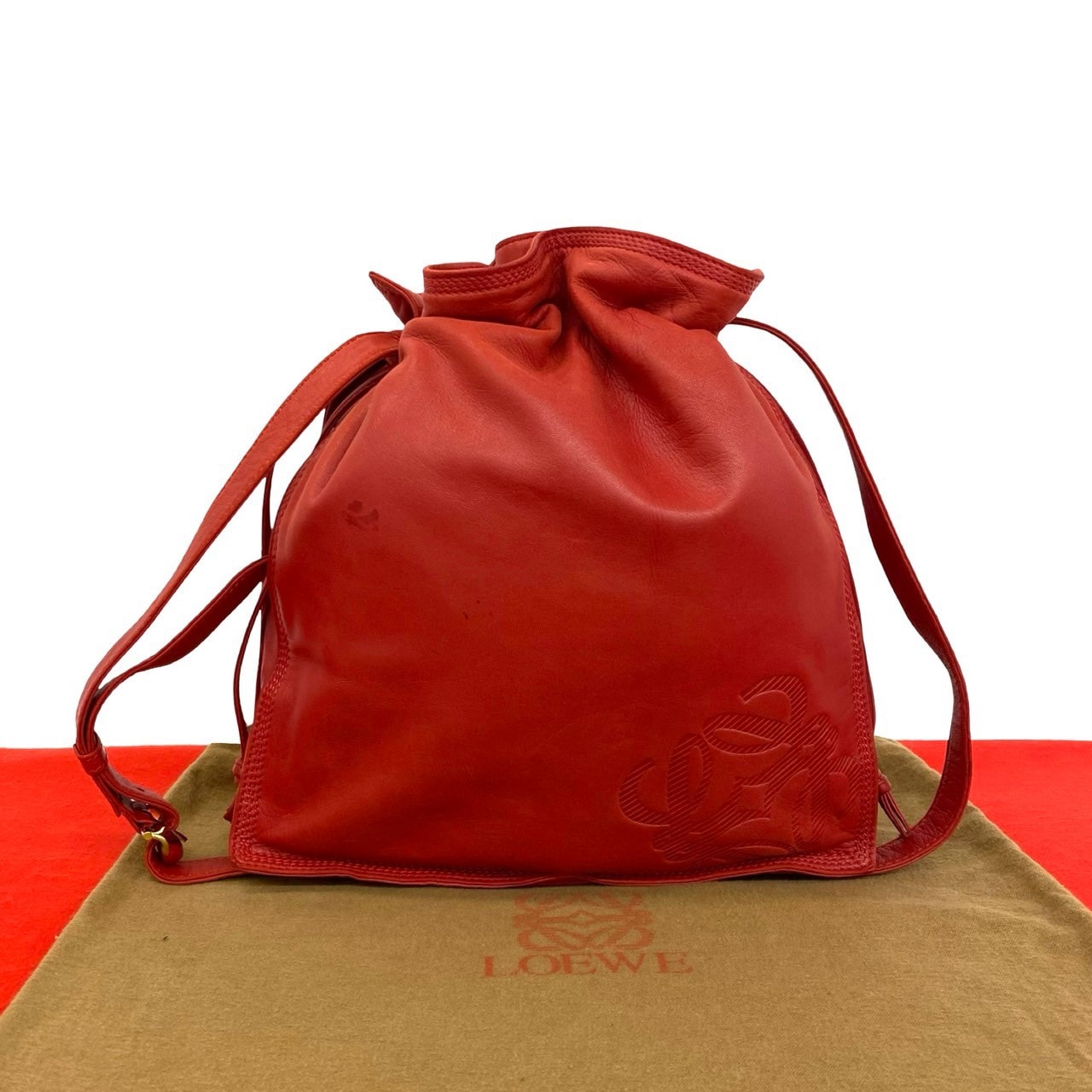 LOEWE ロエベ アナグラム レザー ショルダーバッグ レッド
13502