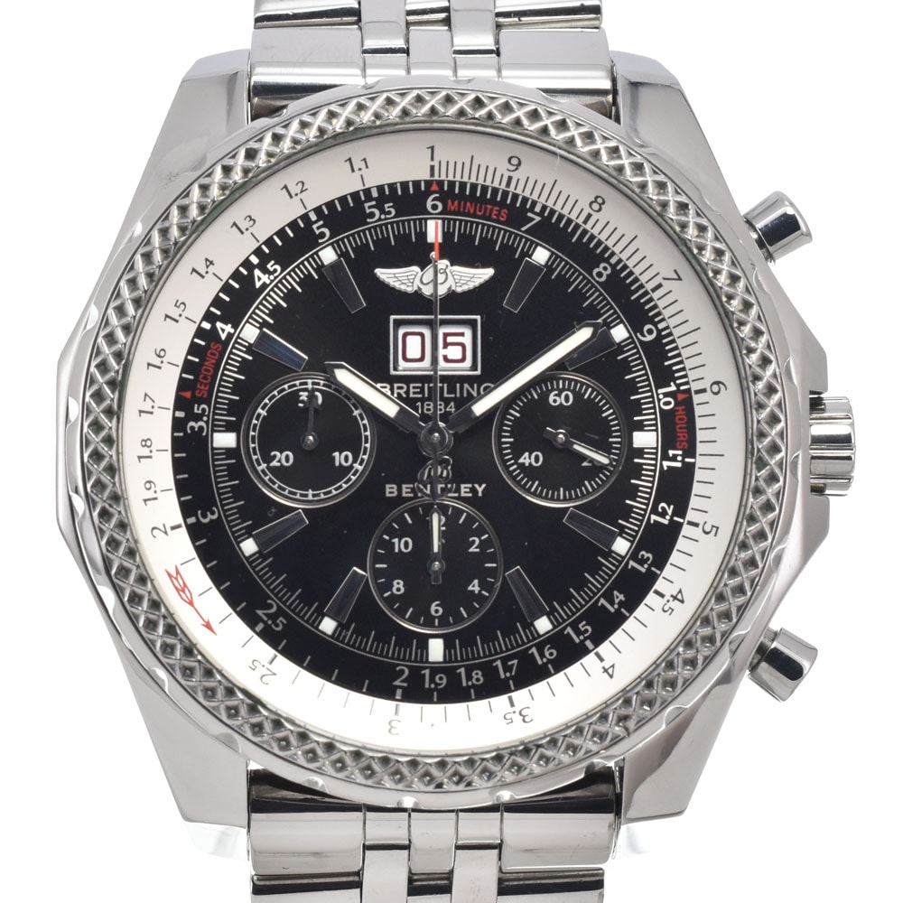 ブライトリング BREITLING A44362 ベントレー 6.75 クロノグラフ ブラック 自動巻き メンズ 美品 保証書付き 腕時計 K#150358