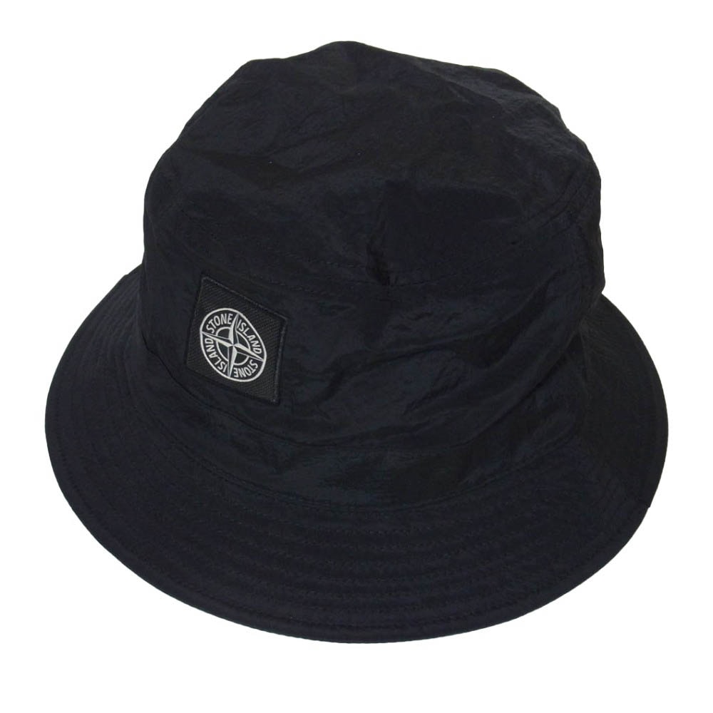 STONE ISLAND ストーンアイランド 23AW 791599376 BUCKET HAT コンパス ロゴ ナイロン バケットハット 帽子 ブラック系 XL【中古】