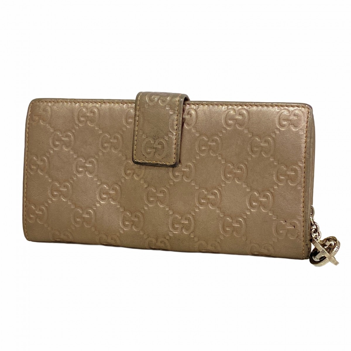 【6cd5864-k】グッチ 長財布 グッチシマ 233024 レザー ピンクシルバー シルバー金具【中古】レディース