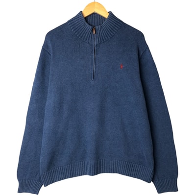 古着 ラルフローレン Ralph Lauren POLO RALPH LAUREN コットンニットハーフジップセーター メンズM相当/eaa577814