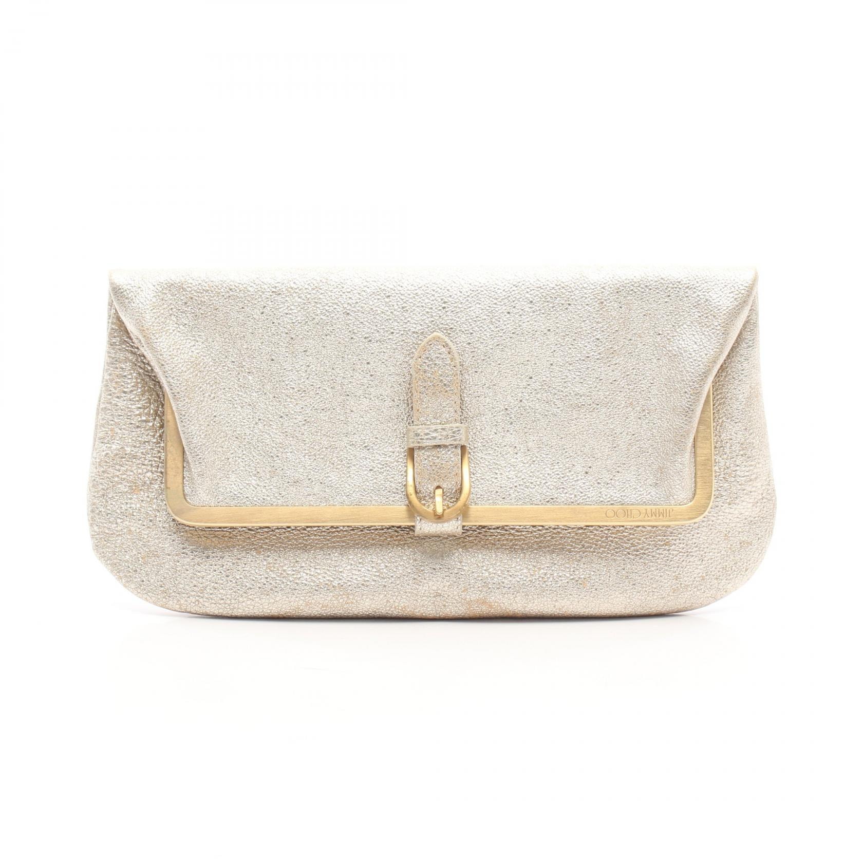 ジミーチュウ JIMMY CHOO セカンドバッグ クラッチバッグ バッグ レザー レディース ゴールド系 【中古】