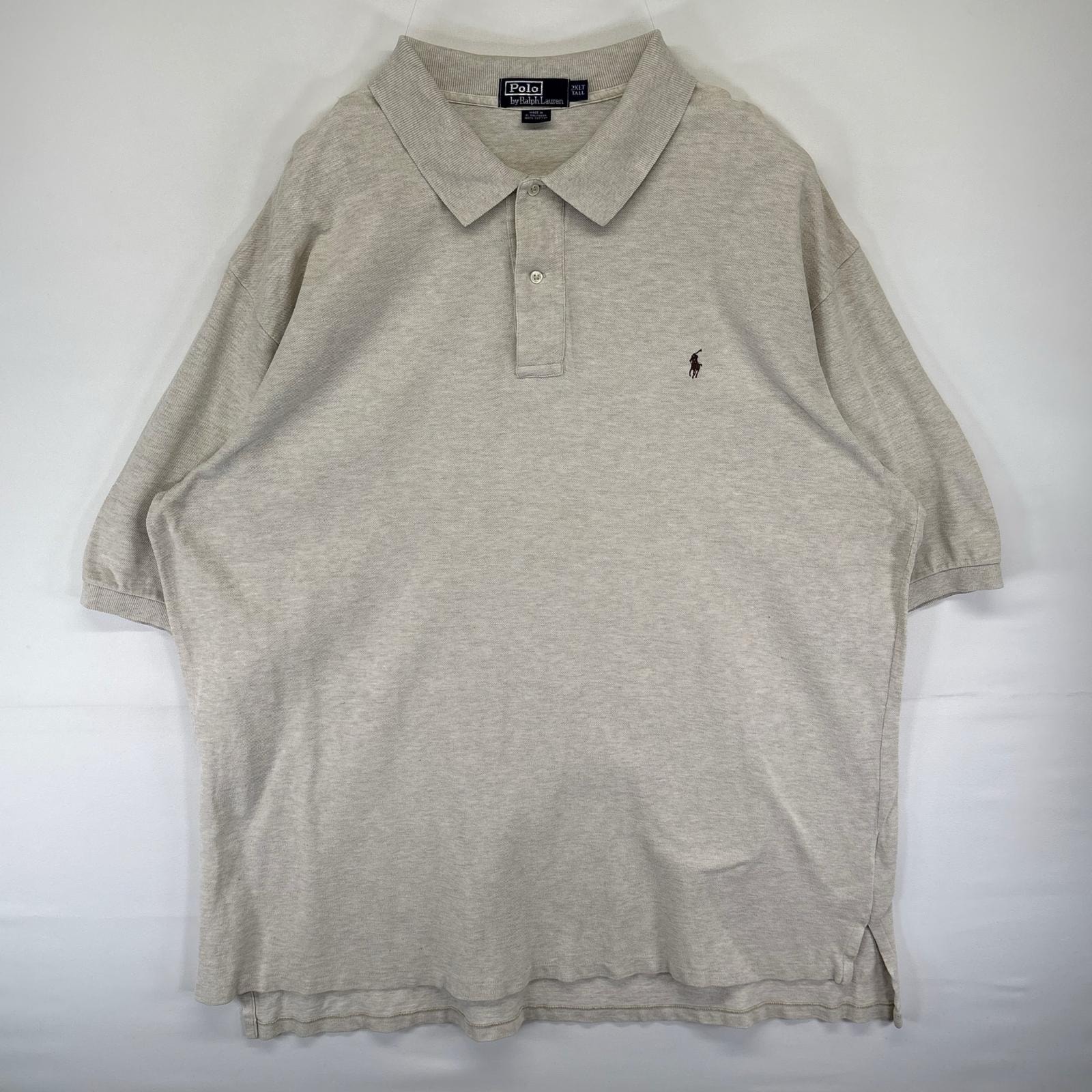 古着 ポロバイラルフローレン Polo by Ralph Lauren 鹿の子 半袖シャツ ポロシャツ ワンポイントロゴ ポニー 2XLT  ベージュ系 メンズ