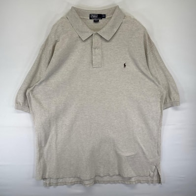 古着 ポロバイラルフローレン Polo by Ralph Lauren 鹿の子 半袖シャツ ポロシャツ ワンポイントロゴ ポニー 2XLT ベージュ系 メンズ