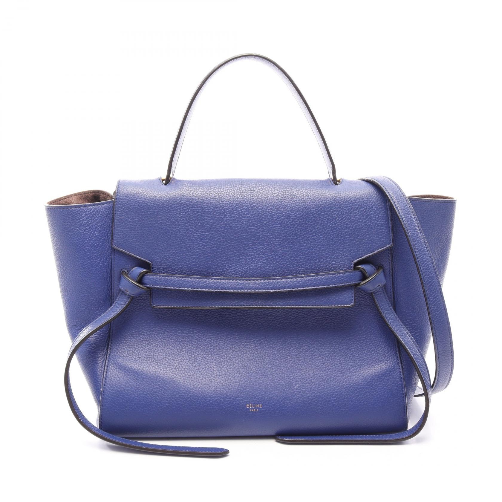 セリーヌ CELINE BELT BAG MINI ベルトバッグ ミニ 2WAY ハンドバッグ バッグ レザー レディース ブルー系 【中古】