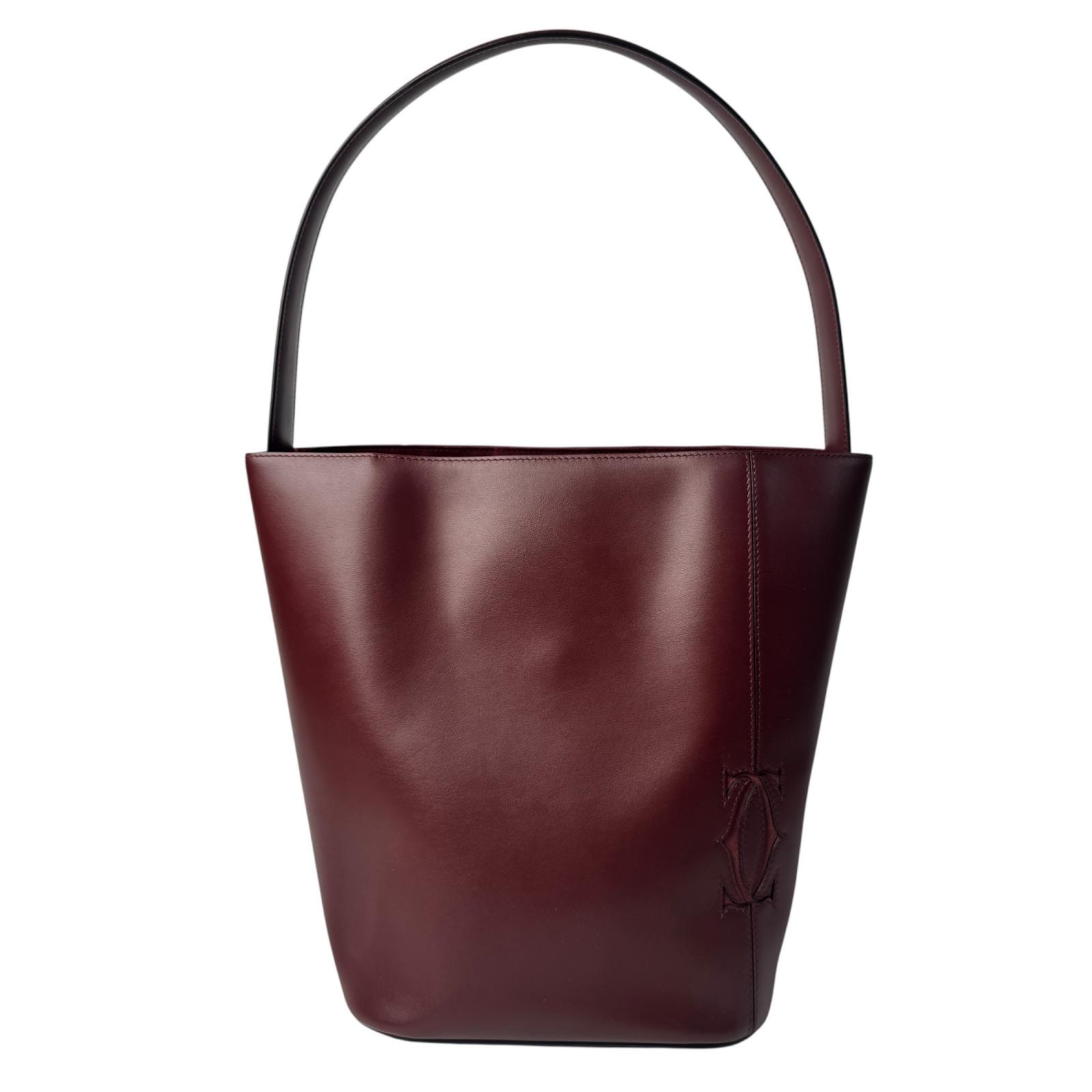 美品 カルティエ Cartier マストC ワンショルダーバッグ バケツ型 バケット ボルドー レディース