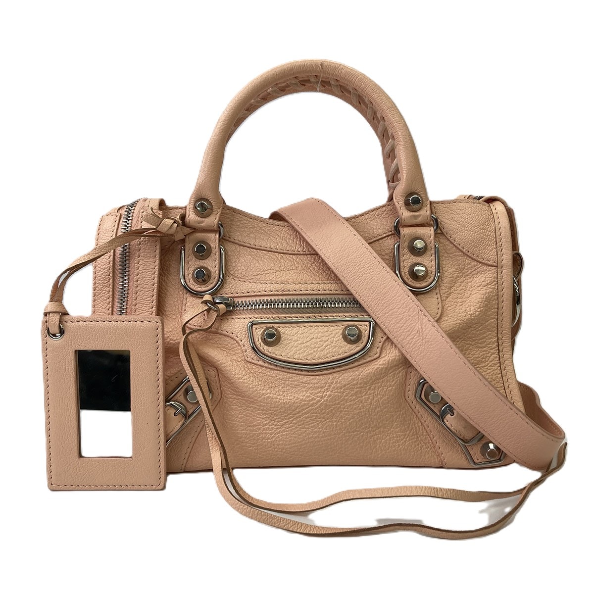 BALENCIAGA バレンシアガ クラシック ミニ シティ ハンドバッグ 300295 レザー ピンク レディース【中古】