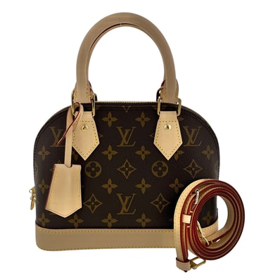 LOUIS VUITTON ルイ・ヴィトン アルマBB ショルダーバッグ M46990 モノグラム ヌメ革 ブラウン ベージュ ゴールド金具 レディース【中古】