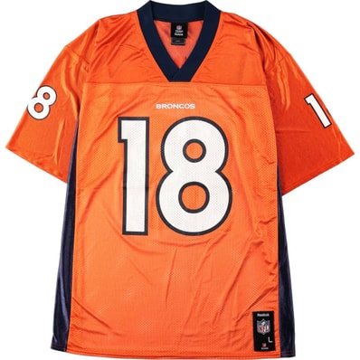 古着 リーボック Reebok NFL DENVER BRONCOS デンバーブロンコス メッシュ Vネック フットボール五分袖Tシャツ メンズL相当/eaa662627