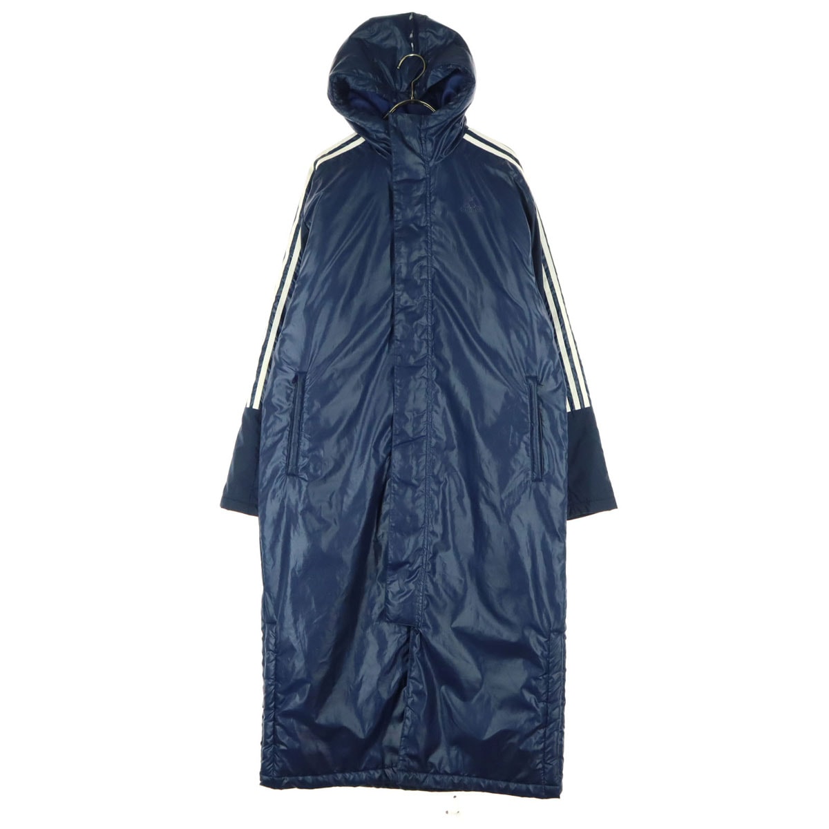 adidas アディダス プリントロゴ 長袖 ベンチコート M ブルー系
