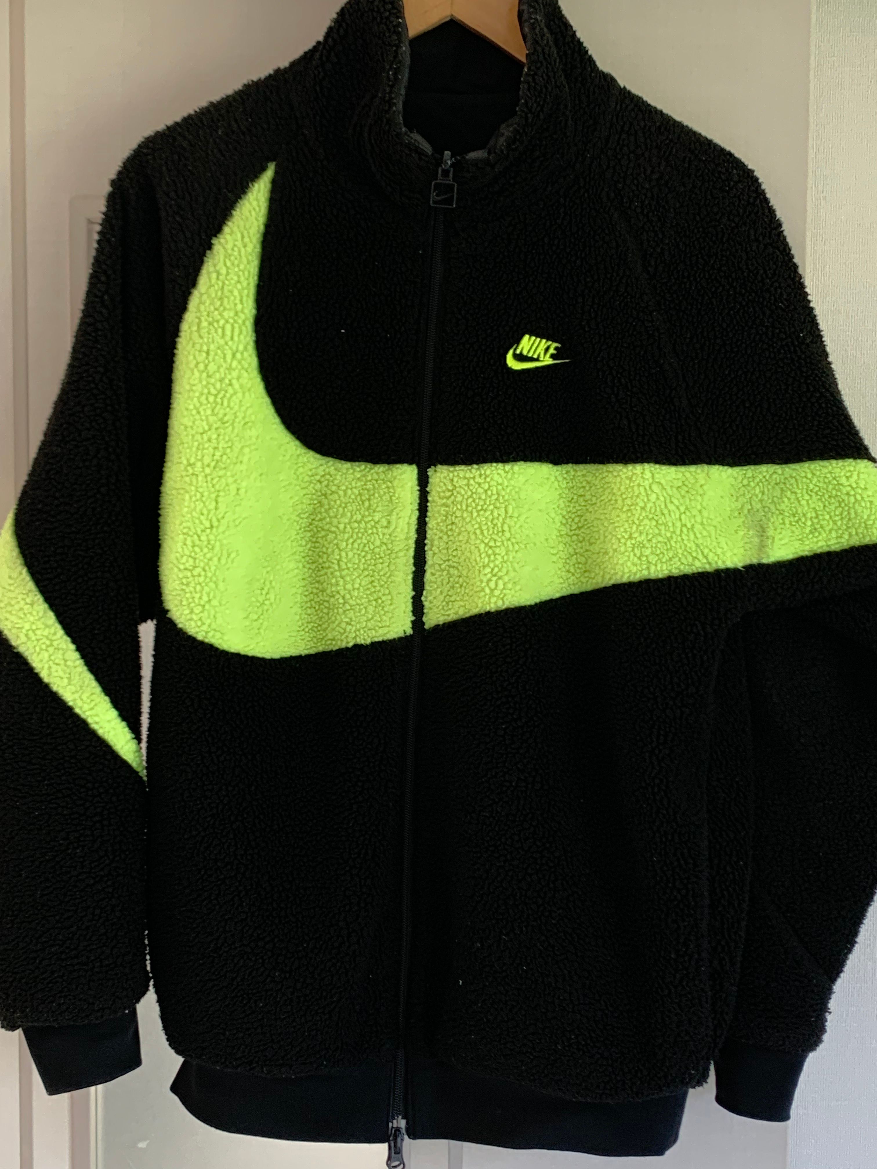 Nike Big Swoosh Reversible Boa Jacket"Black Neon"