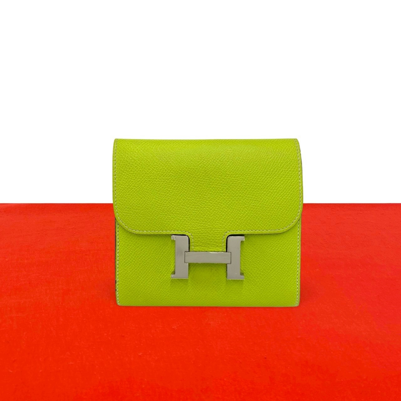 HERMES エルメス コンスタンス コンパクト ヴォーエプソン 二つ折り財布 グリーン
 26610
